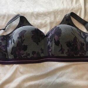 Cacique Gray and Purple Balconette Bra